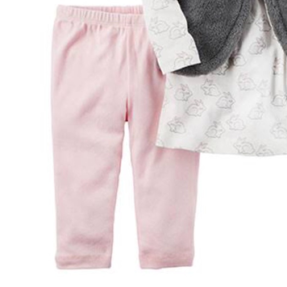 Carter’s baby girl set pink gray white bunny 6 mos - Picture 4 of 6